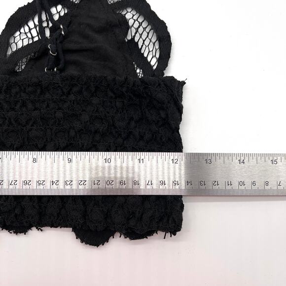 FREE PEOPLE Adella Bra Womens Small Black Lace Strappy Criss Cross Bralette Tri - Picture 10 of 13
